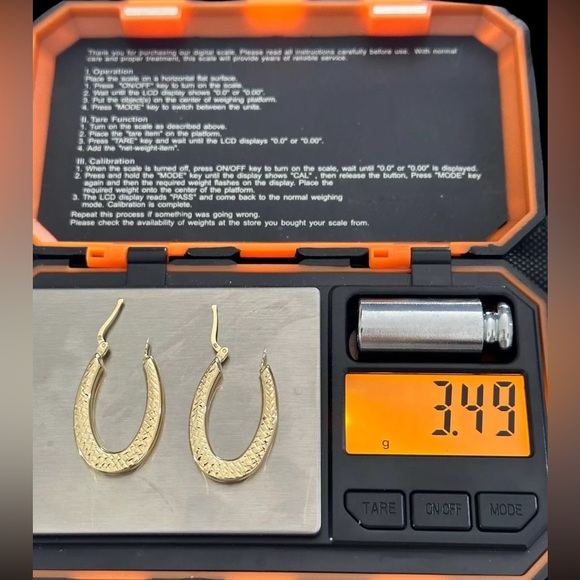 Large Oval Hoop Earing 18K Marked Solid Gold. 100% Pawnable, Japan Solid Gold. - Picture 5 of 11